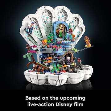 LEGO Disney Princess The Little Mermaid Royal Clamshell 43225 Collectible Adult Building Set, Gift for Princess Movie Fans Ages 18 and Up, Featuring Ariel, Ursula, King Triton, Sebastian and Flounder