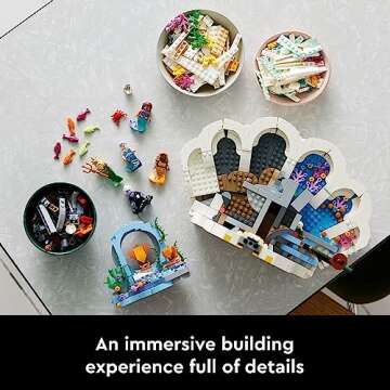 LEGO Disney Princess The Little Mermaid Royal Clamshell 43225 Collectible Adult Building Set, Gift for Princess Movie Fans Ages 18 and Up, Featuring Ariel, Ursula, King Triton, Sebastian and Flounder