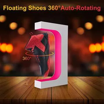 UVEHAS Levitating Shoe Display, Floating Rotating Sneaker Stand, Magnetic Levitation Shoe Rack with 16 Colors LED Light for Gifts Shoes Collectors Store Advertising Exhibition Home Decor