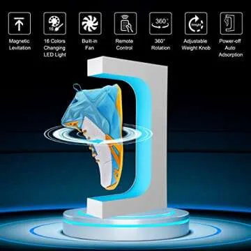 UVEHAS Levitating Shoe Display, Floating Rotating Sneaker Stand, Magnetic Levitation Shoe Rack with 16 Colors LED Light for Gifts Shoes Collectors Store Advertising Exhibition Home Decor