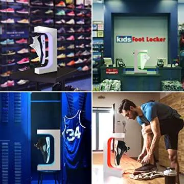 UVEHAS Levitating Shoe Display, Floating Rotating Sneaker Stand, Magnetic Levitation Shoe Rack with 16 Colors LED Light for Gifts Shoes Collectors Store Advertising Exhibition Home Decor