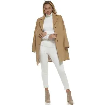 Calvin Klein Women's Classic Cashmere Wool Blend Coat, Camel Classic, 16