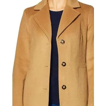 Calvin Klein Women's Classic Cashmere Wool Blend Coat, Camel Classic, 16