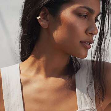 MEVECCO Dainty Cabled Wide Thick Chunky Ear Cuff Earrings 18K Gold Bold Cartilage Non Pierced Ear Cuff Tiny Dainty Simple Minimalist Delicate Handmade Hypoallergenic Chunky Ear Jewelry Gift for Her