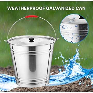Skywin Metal Can with Lid - Durable 4 Gallon Metal Bucket with Lid for Heavy Loads - Environment-Fri...