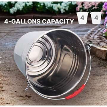 Skywin Metal Can with Lid - Durable 4 Gallon Metal Bucket with Lid for Heavy Loads - Environment-Friendly Metal Trash Can with Lid Outdoor, Safe Alternative to Plastic (2)