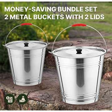 Skywin Metal Can with Lid - Durable 4 Gallon Metal Bucket with Lid for Heavy Loads - Environment-Friendly Metal Trash Can with Lid Outdoor, Safe Alternative to Plastic (2)