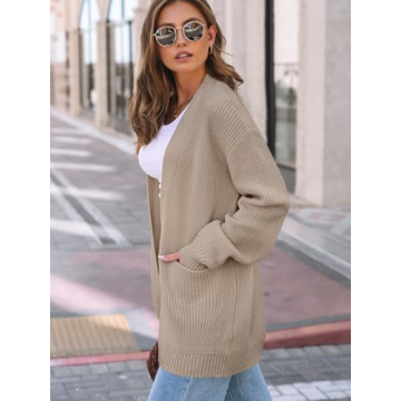 LILLUSORY Womens Cardigan Sweater Fall Fashion Outfits Clothes 2024 Teacher Long Oversized Winter Chunky Knit Winter Clothing Tan