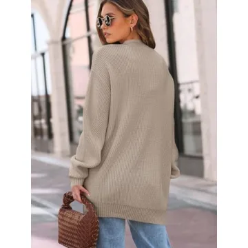 LILLUSORY Womens Cardigan Sweater Fall Fashion Outfits Clothes 2024 Teacher Long Oversized Winter Chunky Knit Winter Clothing Tan