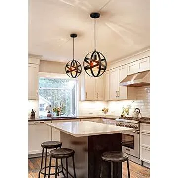 AXILAND Truelite Industrial Metal Spherical Pendant Displays Changeable Hanging Lighting Fixture