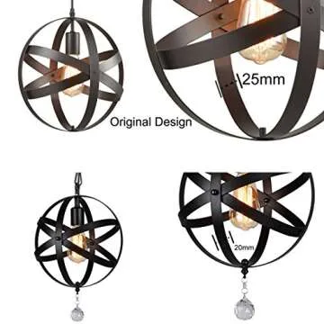 AXILAND Truelite Industrial Metal Spherical Pendant Displays Changeable Hanging Lighting Fixture
