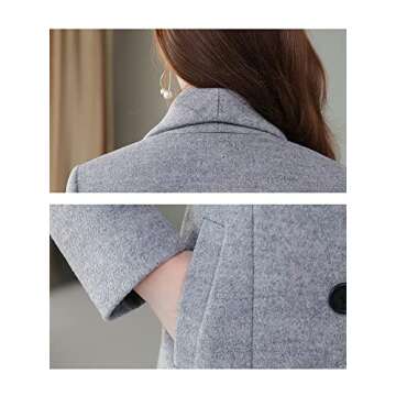 IDEALSANXUN Long Wool Coats for Women Fall Winter 2023 Double Breasted Trench Coats Peacoats Jackets, Grey, M