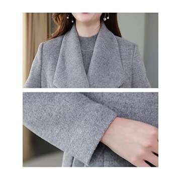 IDEALSANXUN Long Wool Coats for Women Fall Winter 2023 Double Breasted Trench Coats Peacoats Jackets, Grey, M