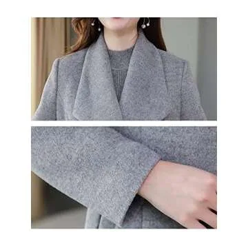 IDEALSANXUN Long Wool Coats for Women Fall Winter 2023 Double Breasted Trench Coats Peacoats Jackets, Grey, M
