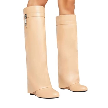 Shop Arqa Fold Over Knee High Boots for Women