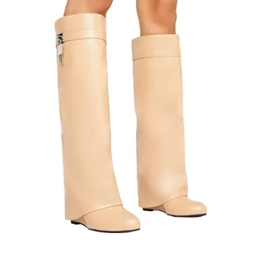 Shop Arqa Fold Over Knee High Boots for Women