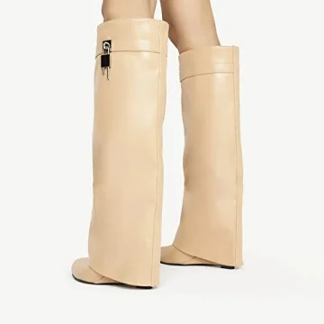 Shop Arqa Fold Over Knee High Boots for Women