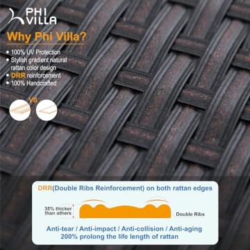 PHI VILLA 13-Piece Outdoor Wicker Sofa Set with Fire Pit