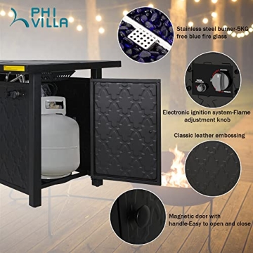 PHI VILLA 13-Piece Outdoor Wicker Sofa Set with Fire Pit