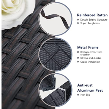 PHI VILLA 13-Piece Outdoor Wicker Sofa Set with Fire Pit