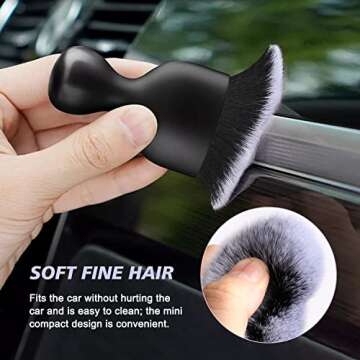 Ouzorp Car Interior Dust Brush, Car Detailing Brush, Soft Bristles Detailing Brush Dusting Tool for ...