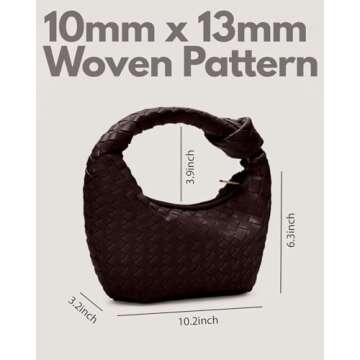 Woven Bag for Women - Woven Purses - Small Hobo Bags - Fashion Knotted Top Handle Handbags Clutch - Soft Vegan Leather Dark Chocolate Brown