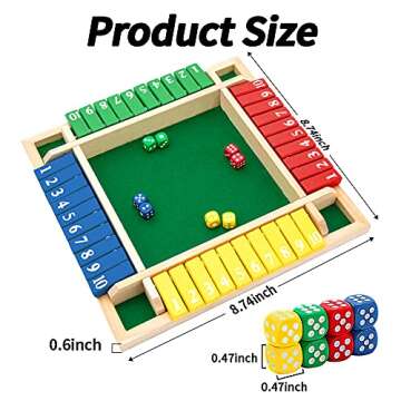 Nicecho Shut The Box Dice Game,2-4 Player Family Wooden Board Table Math Games for Adults and Kids, ...