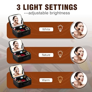 AZ GOGO Lighted Makeup Bag for Travel & Organization