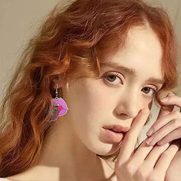 TIANBANGSHI Fun Cute UFO Space Dangle Earrings for Women (alien-3)