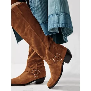 Coutgo Women’s Faux Suede Knee High Boots for Fall