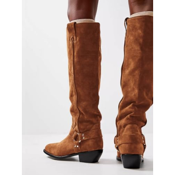 Coutgo Women’s Faux Suede Knee High Boots for Fall