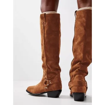 Coutgo Women’s Faux Suede Knee High Boots for Fall