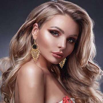 Gold Dangle Earrings for Women: 12 Pairs Drop Dangle Earrings Boho Fashion Jewelry Vintage Statement...