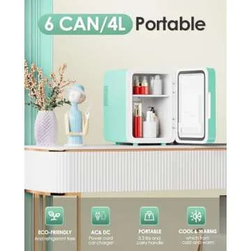CUTIEWORLD Skincare Fridge with LED Light Mirror – Versatile 4L Mini Fridge for Cosmetics, Skin Ca...