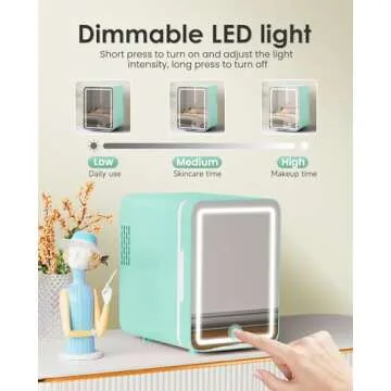 CUTIEWORLD Mini Fridge with LED Light for Skincare and Makeup