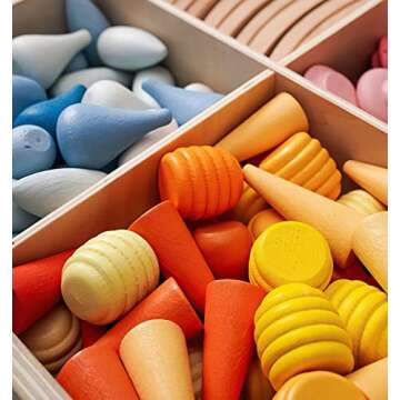 MIKNEKE 81 Wooden Loose Parts Sensory Bin Filler Toys