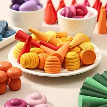 MIKNEKE 81 Wooden Loose Parts Sensory Bin Filler Toys