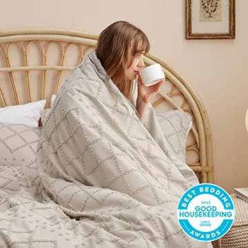 Bedsure Boho Cal King Duvet Cover - Boho Bedding, Tufted Cal King Duvet Cover for All Seasons, 3 Pie...