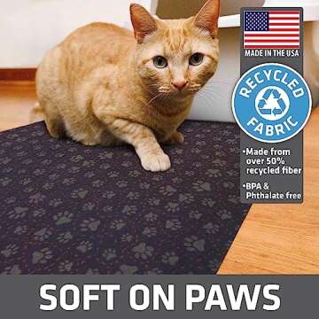 Drymate Original Cat Litter Mat, Contains Mess from Box, Protects Floors, Urine-Proof, Machine Washable, Soft on Kitty Paws, Absorbent, Waterproof (USA Made, Recycled Content) (20”x28”)(Paw Path Tan)