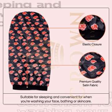 Large Silky Satin Bonnet with Soft Band Red Black