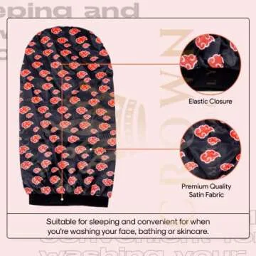 Large Silky Satin Bonnet with Soft Band Red Black