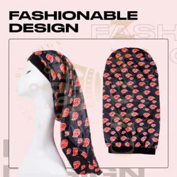 Large Silky Satin Bonnet with Soft Band Red Black