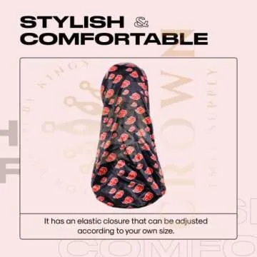 Large Silky Satin Bonnet with Soft Band Red Black