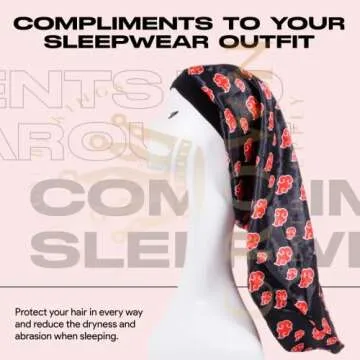 Large Silky Satin Bonnet with Soft Band Red Black