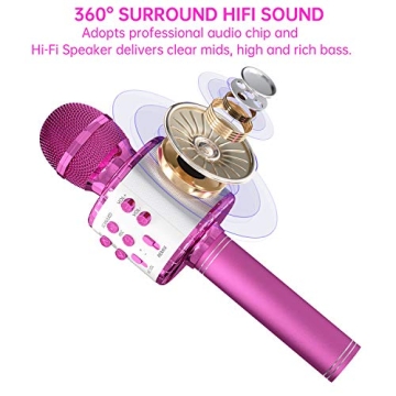 OVELLIC Karaoke Microphone with LED Lights for All Ages