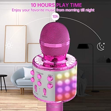 OVELLIC Karaoke Microphone with LED Lights for All Ages