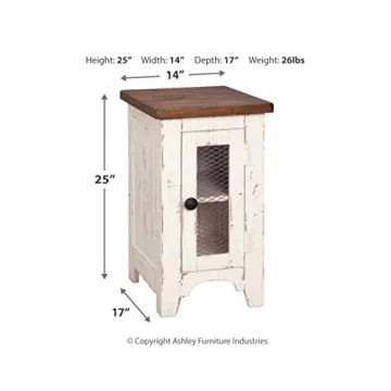 Farmhouse Chair Side End Table with Cabinet for Storage