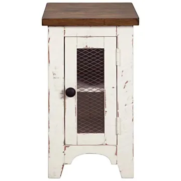 Farmhouse Chair Side End Table with Cabinet for Storage