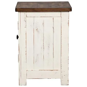 Farmhouse Chair Side End Table with Cabinet for Storage