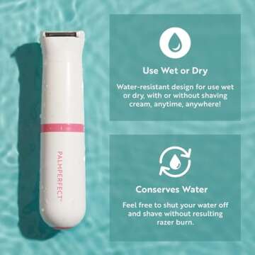 Clio PALMPERFECT Electric Bikini Trimmer - Travel-Friendly Hair Shaver for Smooth, Dual Blade for Close Shave, Use Wet or Dry - Battery-Powered + Trimming Guide Included